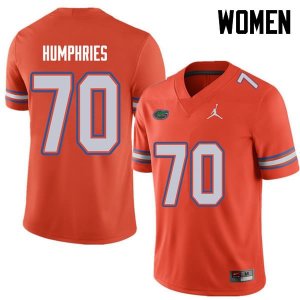 Women's Florida Gators #70 D.J. Humphries NCAA Jordan Brand Orange Authentic Stitched College Football Jersey AOQ3562IP